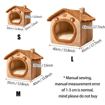 Cozy All-Season Washable Pet Bed with Removable Cushion for Small to Medium Dogs and Cats - Durable Indoor Kennel